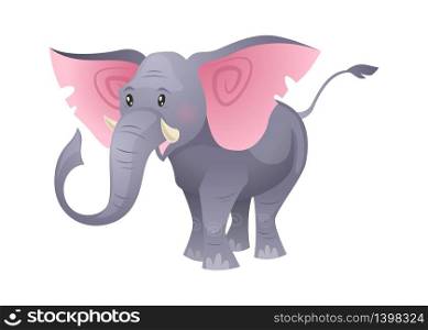 Cartoon cute elephant. Fashion cuteness jungle wild funny isolated vector animal for card or shower design. Cartoon cute elephant. Fashion cuteness jungle wild funny vector animal for card or shower design