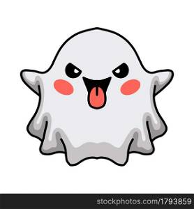 Cartoon cute ghost sticking his tongue out