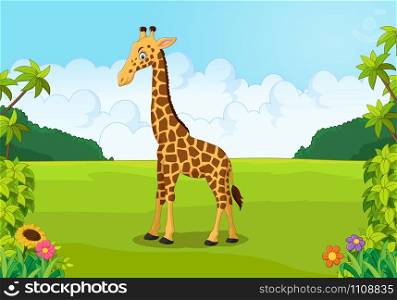 Cartoon cute giraffe posing