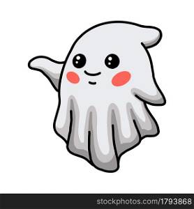 Cartoon cute halloween ghost waving hand