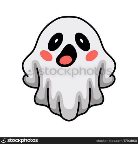 Cartoon cute halloween white ghost posing