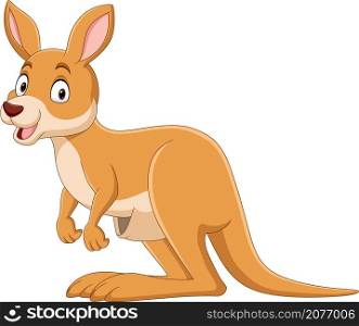 Cartoon cute kangaroo on white background