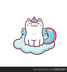 Cute unicorn sleeping on cloud cartoon Royalty Free Vector ...