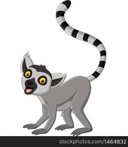 Cartoon cute lemur on white background