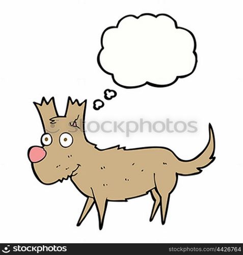 cartoon cute little dog with thought bubble