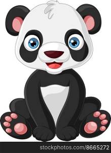 Cartoon cute little panda sitting