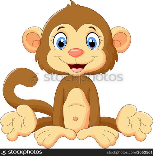 Cartoon cute monkey sitting