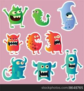 Cartoon Cute Monsters Sticker Set