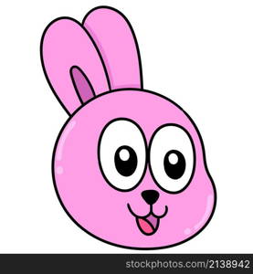 cartoon cute rabbit animal head with pink smile