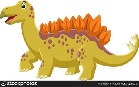Cartoon cute stegosaurus isolated on white background	