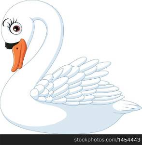 Cartoon cute swan isolated on white background