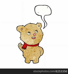 cartoon cute teddy bear with scarf with speech bubble