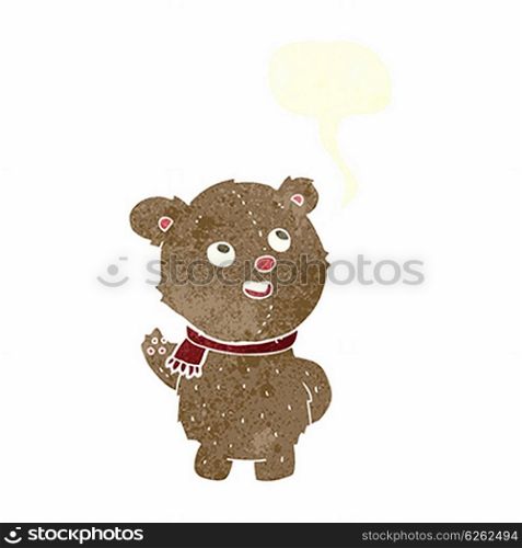 cartoon cute teddy bear with scarf with speech bubble