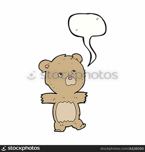 cartoon cute teddy bear with speech bubble