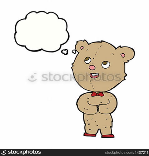 cartoon cute teddy bear with thought bubble