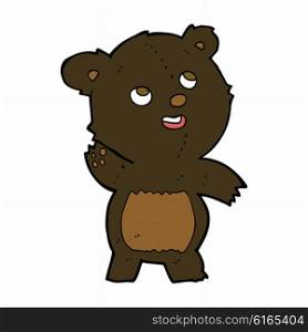 cartoon cute waving black bear teddy