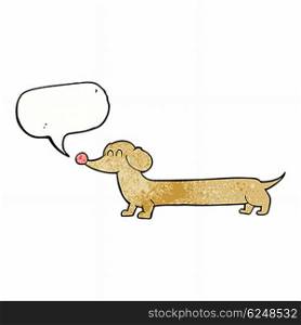 cartoon dachshund with speech bubble
