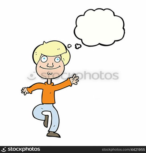 cartoon dancing man with thought bubble