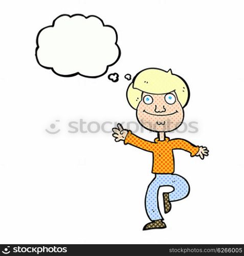 cartoon dancing man with thought bubble