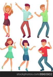 Cartoon dancing people happy dance of excited vector image