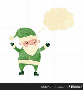 cartoon dancing santa with thought bubble
