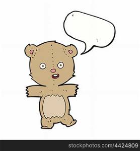 cartoon dancing teddy bear with speech bubble