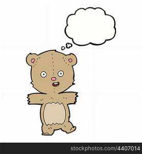 cartoon dancing teddy bear with thought bubble