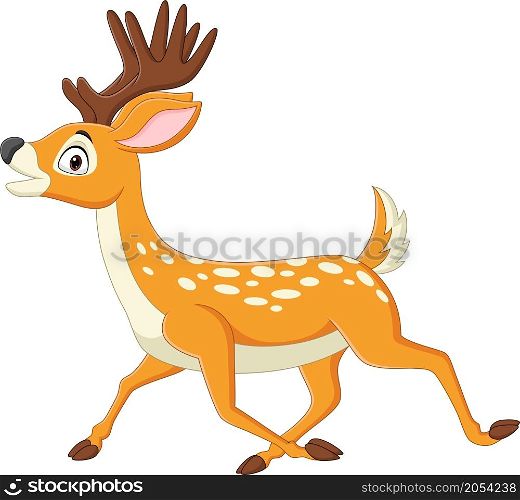 Cartoon deer walking on white background