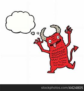 cartoon demon with thought bubble