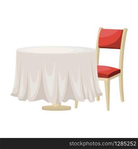 cartoon dining table with red chair . Vector illustration