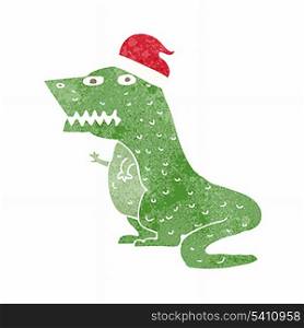cartoon dinosaur in christmas hat