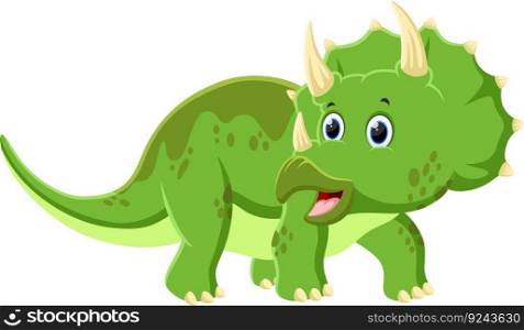 Cartoon Dinosaur Triceratops isolated on white background	