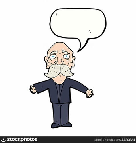 cartoon disapointed old man with speech bubble