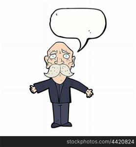 cartoon disapointed old man with speech bubble