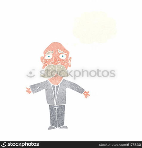 cartoon disapointed old man with thought bubble