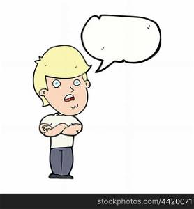cartoon disappointed man with speech bubble