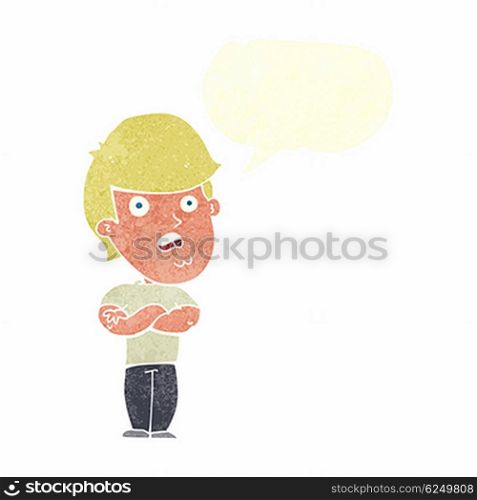 cartoon disappointed man with speech bubble