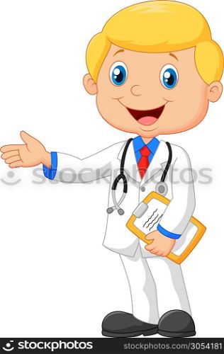 Cartoon doctor smiling and waving