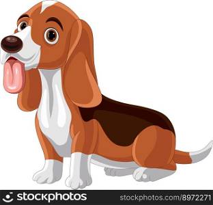 Cartoon dog basset hound showing tongue