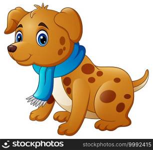 Cartoon dog in a scarf illustration