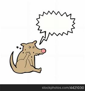 cartoon dog scratching with speech bubble