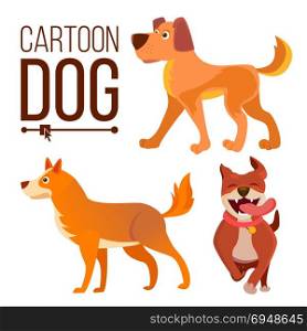 Cartoon Dog Set Vector. Funny Puppy Beasts. Happy Pet. Flat Isolated Illustration. Cartoon Dog Set Vector. Funny Puppy Beasts. Happy Pet. Flat Illustration