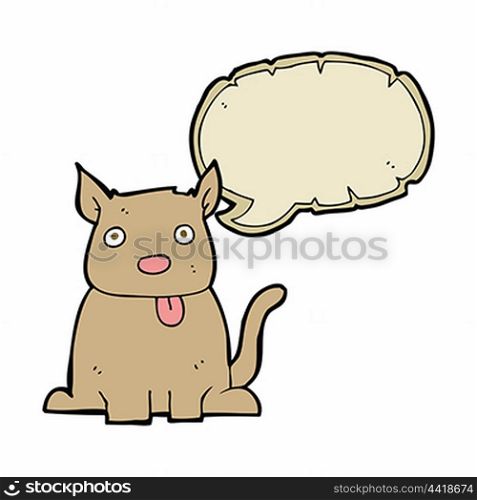 cartoon dog sticking out tongue with speech bubble