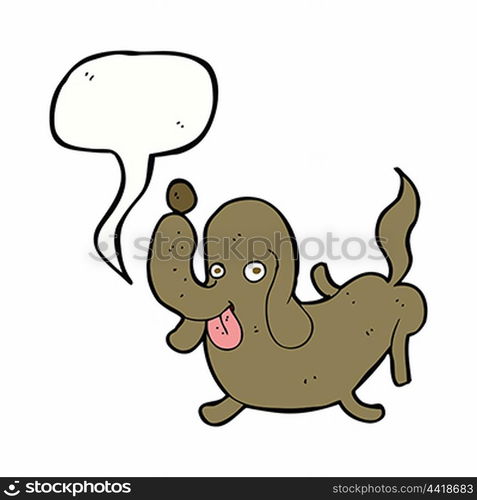 cartoon dog sticking out tongue with speech bubble