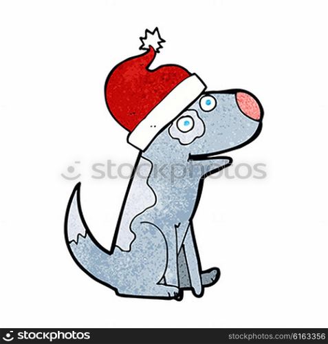 cartoon dog wearing christmas hat
