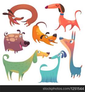 Cartoon dogs set. Vector illustrations of dogs isolated