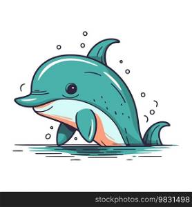 Cartoon dolphin vector illustration. Cute cartoon dolphin. Sea animal.