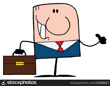 Cartoon Doodle Businessman Holding A Thumb Up