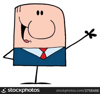 Cartoon Doodle Businessman Waving A Greeting