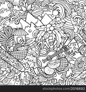 Cartoon doodles Figi seamless pattern. Sketchy detailed, with lots of objects background for print on fabric, textile, greeting cards, scarves, wrapping paper. All objects separate.. Cartoon doodles Figi seamless pattern.